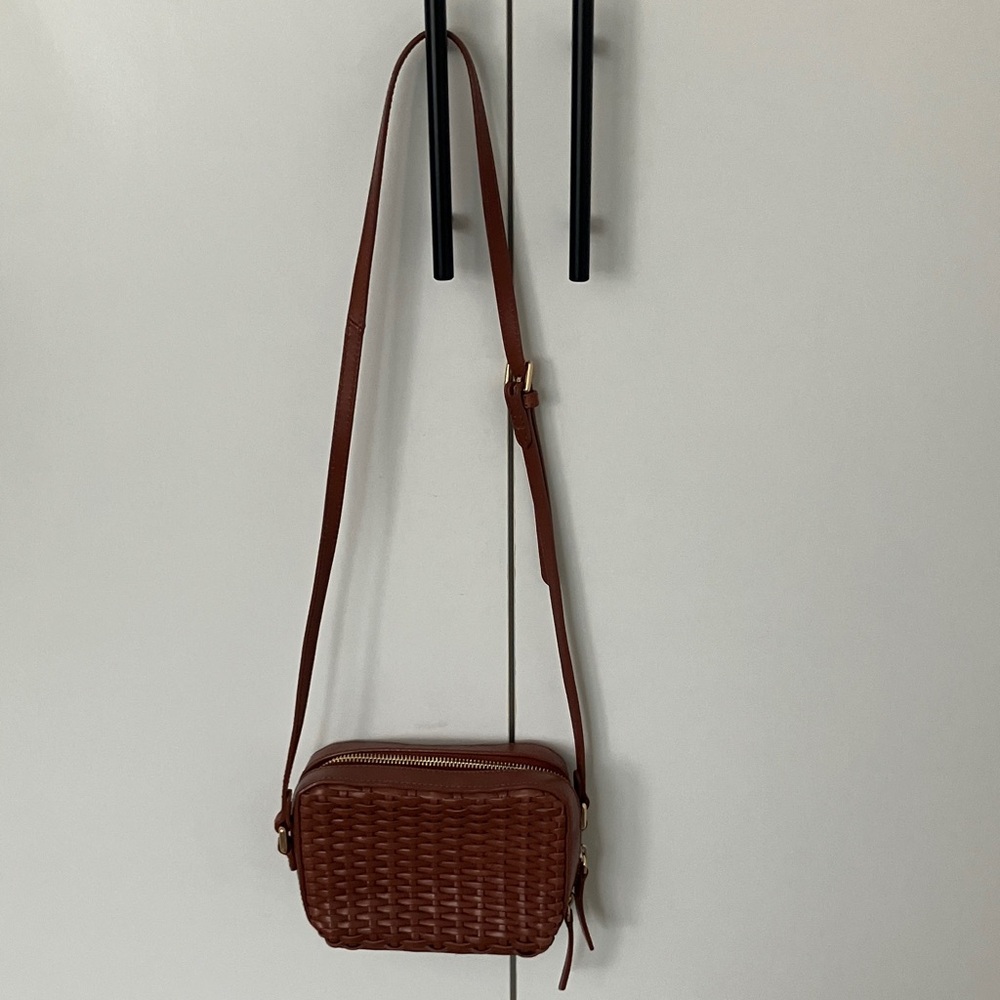 & Other Stories Brown Woven Leather Crossbody Bag